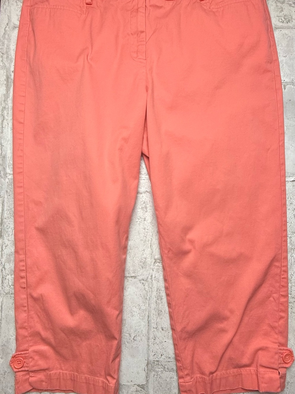 Talbots Womens Perfect Skimmer Crop Pants 16 Orange Peach Chino Stretch EUC😍